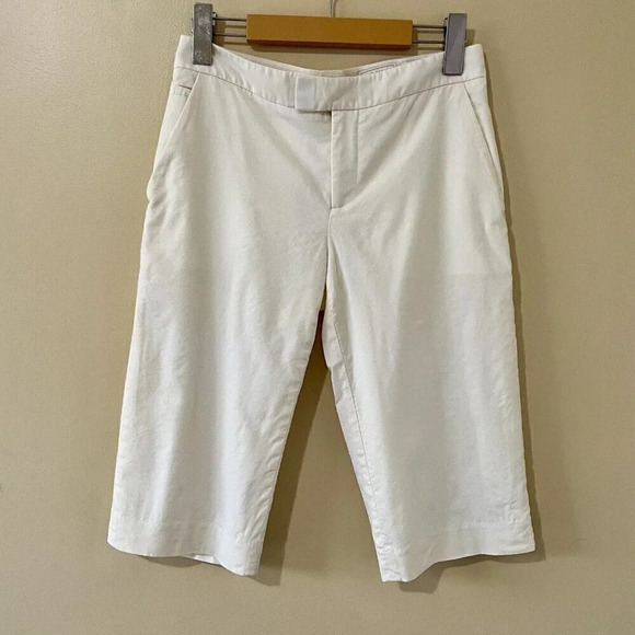 Club Monaco| Cool Summer Wool Culotte Pant Ivory Minimalist Cropped Capri Sz 0 - Picture 1 of 6